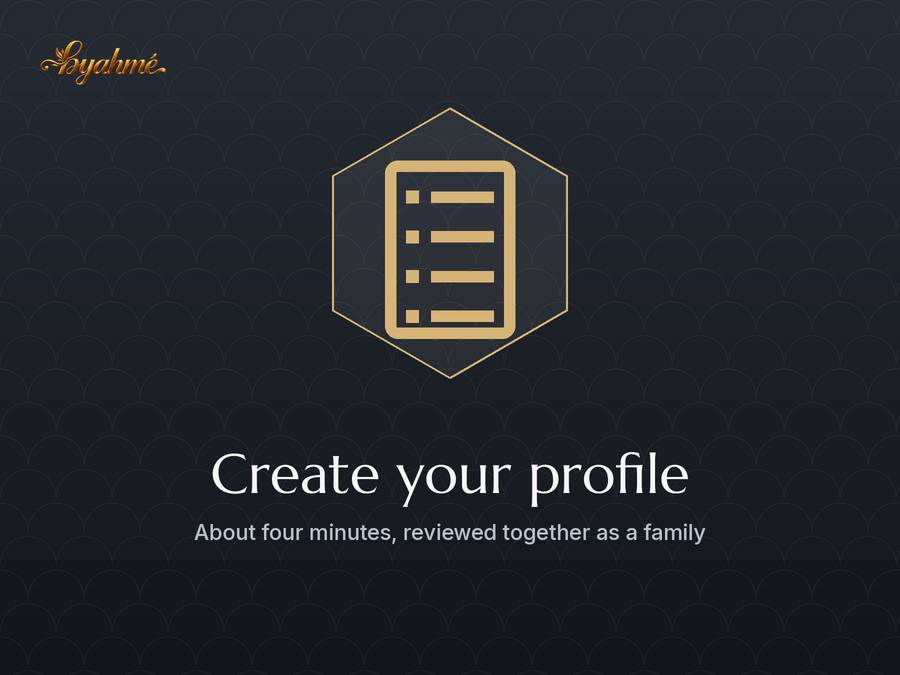 Family reviewing a profile together